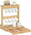 HOOBRO Coffee Mug Cup Holder, Bamboo 2 Tier Mug Tree for Countertop
