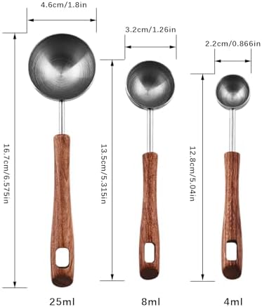 Flylin 3 Pcs Measuring Spoon Set, Stainless Steel Spoons 4ml 8ml 25ml