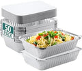 NEEBAKE 50 Pack 8x6 Disposable Aluminum Pans with Lids