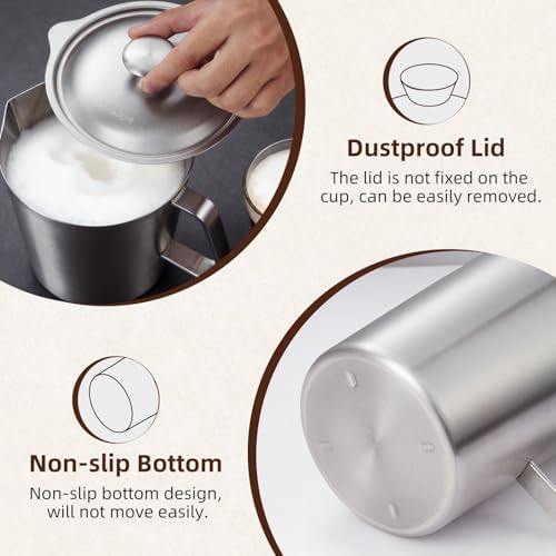 2L Stainless Steel Pitcher with Lid 70oz Metal Measuring Pitcher