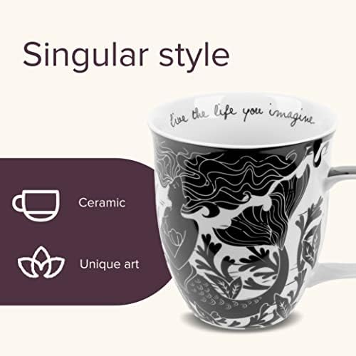 Karma Gifts, 14 oz Black and White Boho Mug, Cute Coffee and Tea Mug