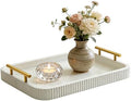Rectangle Modern Wood Serving Tray with Metal Handles, High Gloss