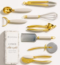 Styled Settings 8-Piece White and Gold Cooking Utensil Set