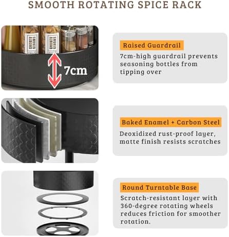 Rotating Spice Rack with Paper Towel Holder, Black