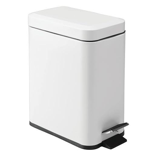 mDesign 5 Liter Rectangular Small Steel Step Trash Can Wastebasket, Garbage - Image 9