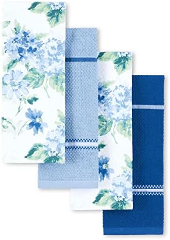 Martha Stewart Amber Floral Kitchen Towel Set 4-Pack, Blue/Green