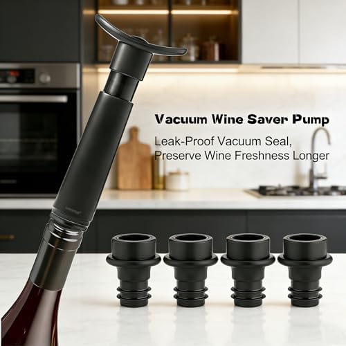 Vacuum Wine Saver Pump with 12 Reusable Bottle Stoppers | Manual Wine