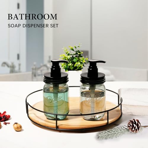Amolliar Plastic Mason Jar Soap Dispenser with Pump Lid 16OZ -2 Pack