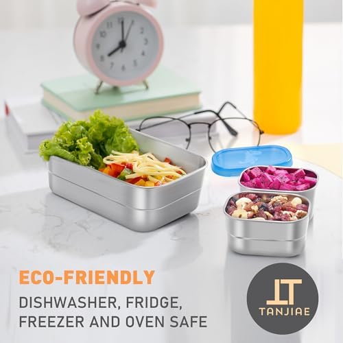 Tanjiae 3 CUP+1 CUP Stainless Steel Lunch Snack Containers Set | Leak