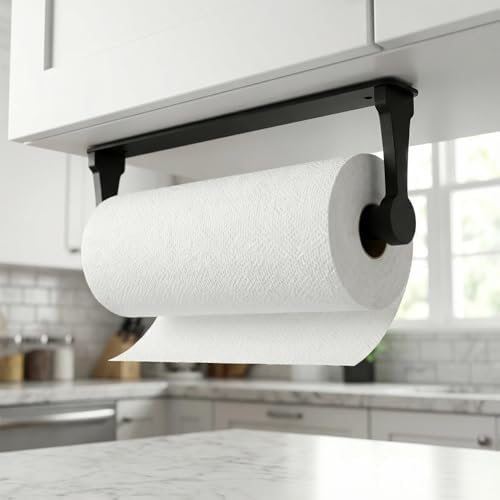 Black Wall-Mounted Paper Towel Holder, Under Cabinet