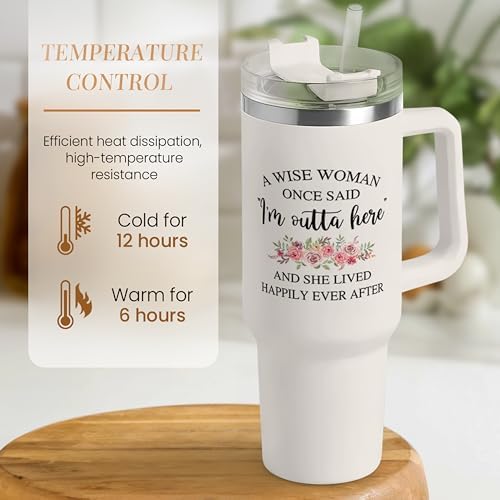 SANDJEST Retirement Tumbler 40oz Stainless Steel with Handle and Straw