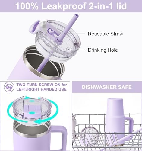 SUNWILL 20 oz Tumbler with Handle and Straw Leak Proof,Travel Coffee