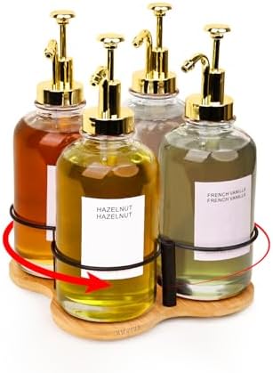 Rotating Coffee Syrup Organizer, 16.9oz Syrup Bottle Holder