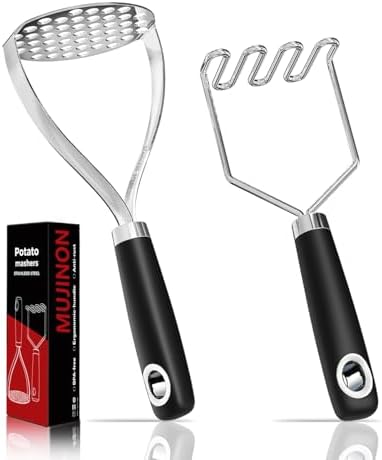 18/0 Stainless Steel Potato Mashers, 10.3-inch, Non-slip Handle