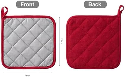 Cotton Kitchen Pot Holders, 7 x 7 Inch, Set of 4