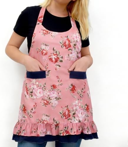 Love Potato Women's Floral Apron with Pockets - Adjustable Straps