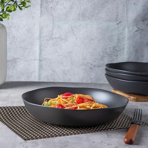 AmorArc 9.75'' Ceramic Large Pasta Bowls, 38oz Stoneware Flat Serving