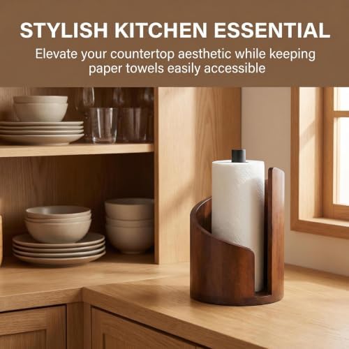 Wooden Paper Towel Holder, Brown, for Jumbo Rolls