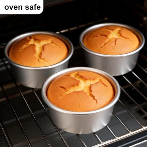 4 Inch Cake Pan Set of 8, Aluminum Mini Cake Pans w/ 100PCS Parchment