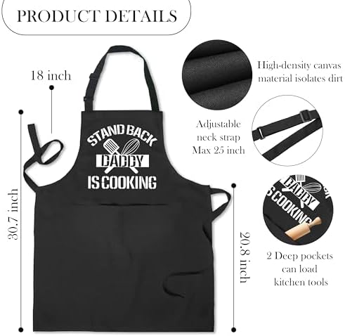 Dad Cooking Gifts Apron with Pockets, Stand Back Daddy Waterproof