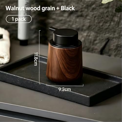 Walnut Wood Grain Foaming Soap Dispenser, Refillable Foam Bottle
