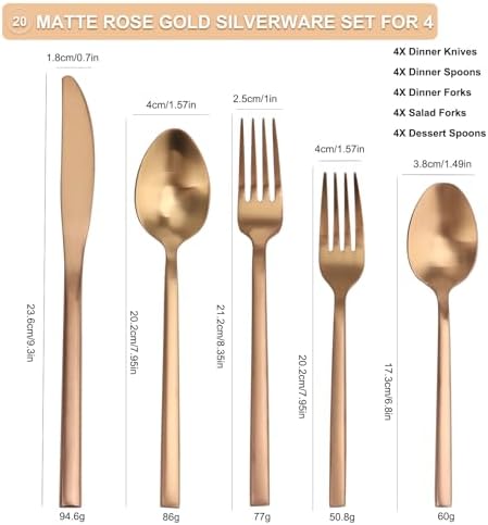 20 Piece Silverware Set for 4,Stainless Steel Flatware Set,Tableware