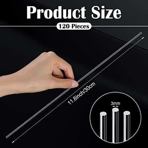 120 Pcs Clear Acrylic Sticks, 12 Inch for Cake Pops