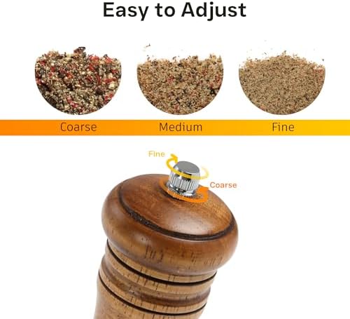 Salt and Pepper Grinder Set, 6 Inches, 2 Pack