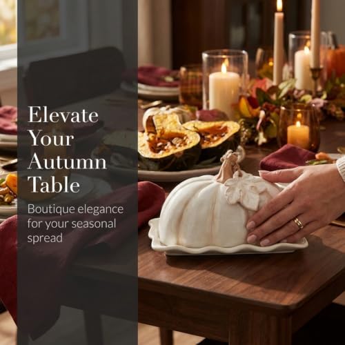 Mud Pie Pumpkin Butter Dish With Lid, Fall and Thanksgiving Butter