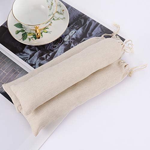 BESTonZON 10 Pcs Cotton and Linen Pouch Bag Straw Carrying Case