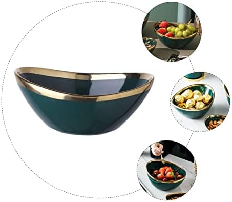 VANZACK Creative Ceramic Mixing Bowl with Spout, Green Stoneware Bowl
