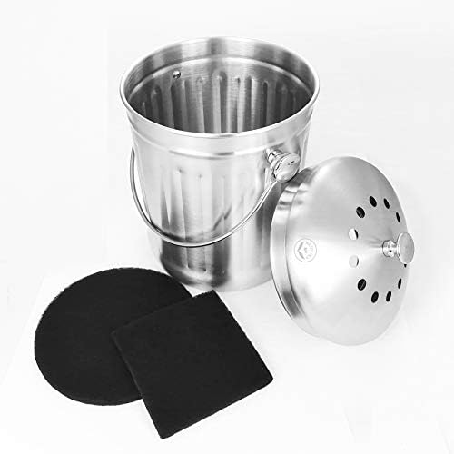 NewlineNY Stainless Steel Compost Bin, 1.3 Gallon