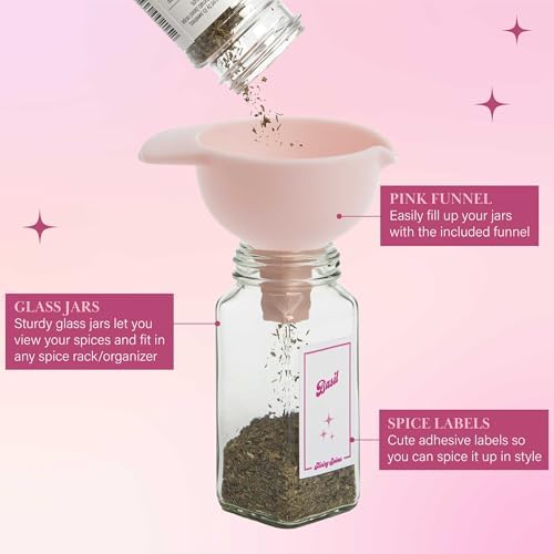 Paris Hilton Glass Spice Jar Storage Set, 4-Ounce Empty Spice Jars