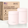 Modaniam Stainless Steel Insulated Food Jar Set, 16oz + 12oz, Pink