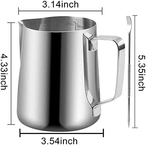 20 oz Milk Frothing Pitcher, 304 stainless steel 600ml milk can coffee