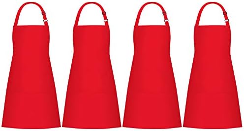 Jubatus 4 Pack Bib Aprons with 2 Pockets Cooking Chef Kitchen Apron