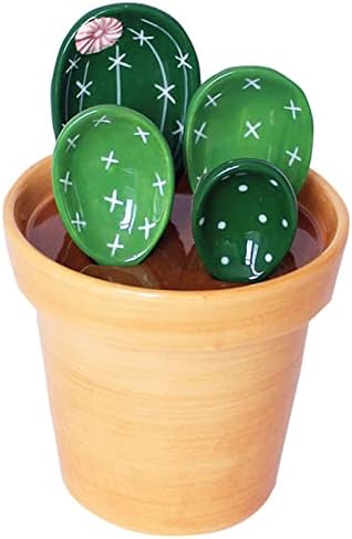 Cactus Measuring Spoons Set in Pot Ceramic House Warming Gifts New