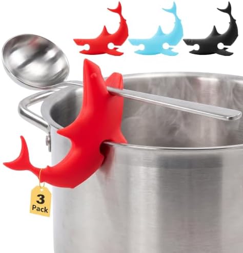 Li&Zhao 3 PCS Funny Silicone Spoon Rest - Shark Spoon Rest for Stove