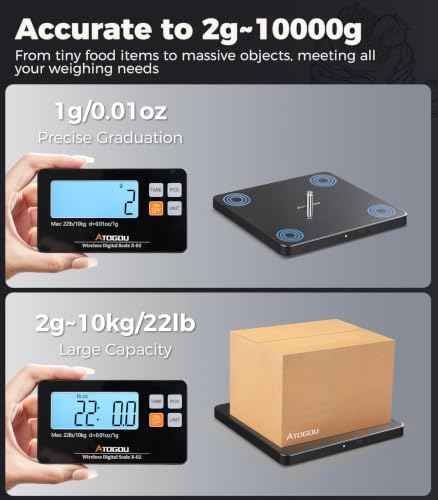 Atogou Wireless Kitchen Scale, 22lb/10kg Food Scale with Detachable