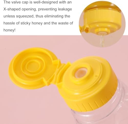 2 Pcs Plastic Honey Bottles, 180ml/6oz Honey Squeeze Bottle with