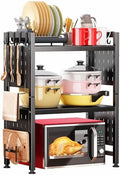 3-Tier Expandable Microwave Stand, 17.4-27.4 Inches, Black