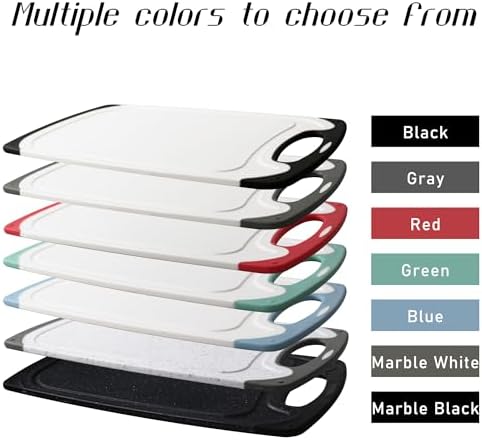 Large-Small Marble Cutting Boards Set of 3, Non Slip, Dishwasher Safe (Black)
