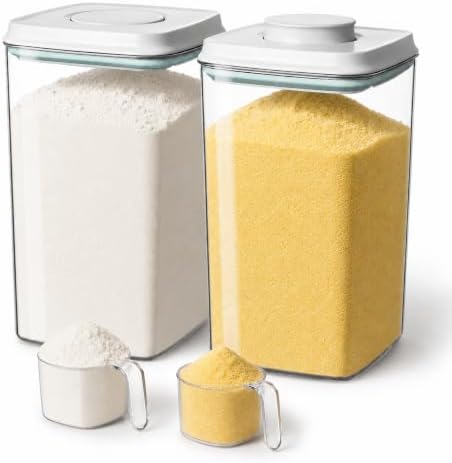 2-Pack 4.2 Qt 5 lb Flour Storage Containers with Scoops & Pop Lids