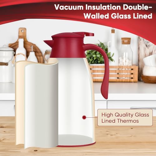 Thermal Coffee Carafe 40.5 Oz, Hot/Cold 12H Leak-Proof Spout for