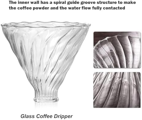 Pour Over Coffee Maker Set, Includes Glass Coffee Dripper, Metal