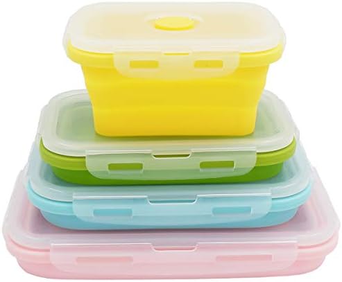 Collapsible Silicone Lunch Bento Box, Portable Food Storage Container