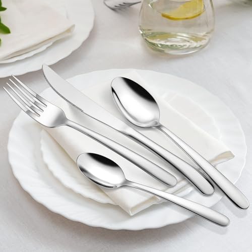 HaWare Heavy Duty Silverware Set, 20-Piece Stainless Steel Flatware