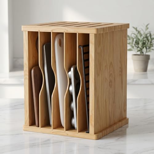 tonchean 6 Tier Wooden Tray Dividers for Cabinets