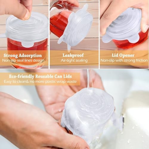 Patelai 16 Pack Silicone Stretch Lids, White
