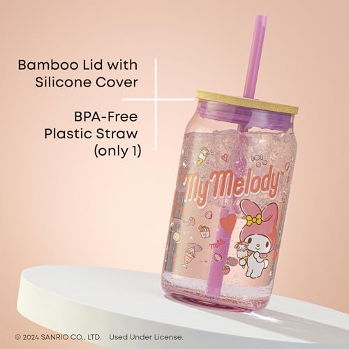 JoyJolt Sanrio Hello Kitty and Friends Favorite Flavor Glass Tumbler